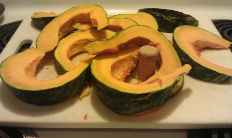 Half of a kobucha squash, cut into sections