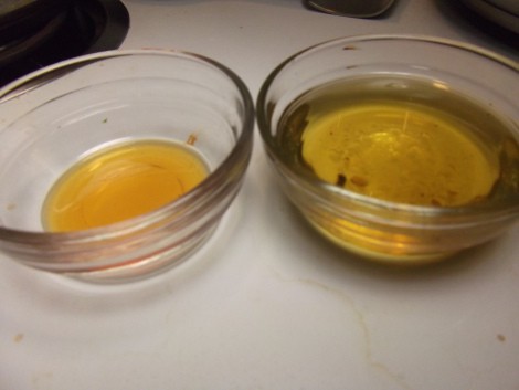 Sesame Oil on the Left; Low Amine Sesame Oil Substitution on the Right