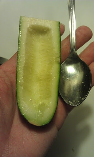 Cream cheese stuffed jalapeno substitute with a zucchini trench (photo)